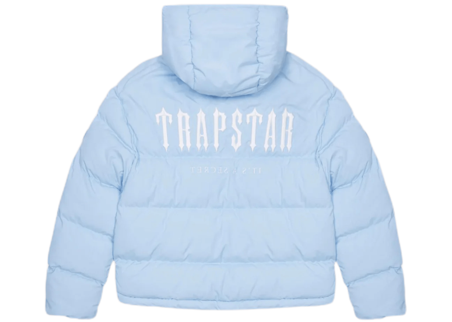 A close-up image highlighting details to spot an authentic Trapstar jacket: neat stitching, branded labels and hangtags, signature barbed wire motifs, and distinctive packaging with a contrast to a blurry fake jacket.
