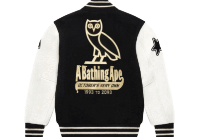 BAPE x OVO Varsity Jacket Black