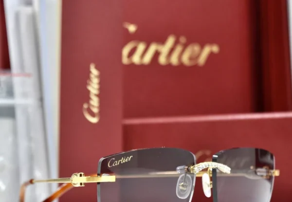 Cartier Glasses Gold Rimless Frame