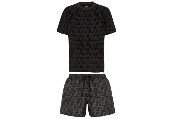 Fendi FF Monogram T-Shirt & Shorts Summer Set - Black