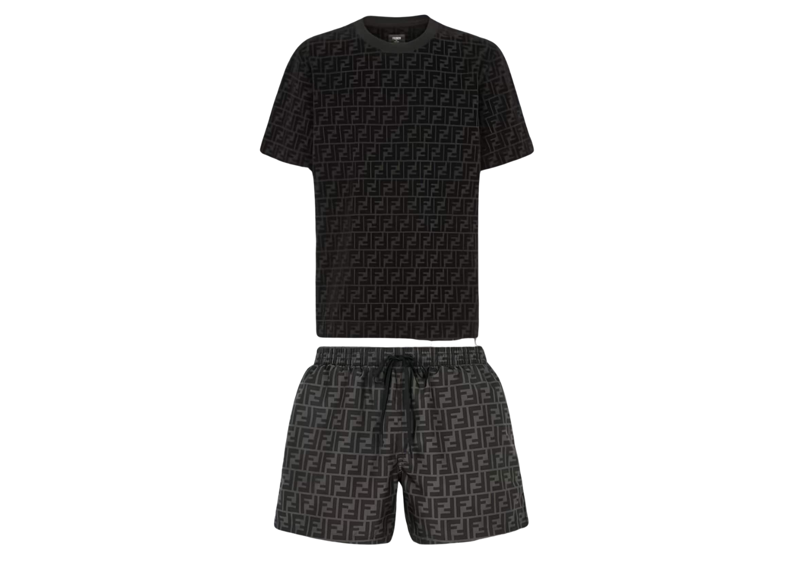 Fendi FF Monogram T-Shirt & Shorts Summer Set - Black