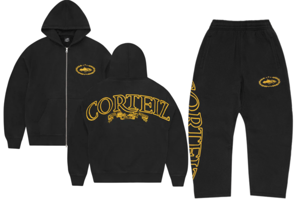 Corteiz Superior Royal Black/Yellow Zip Hoodie and Pants Full Set product image