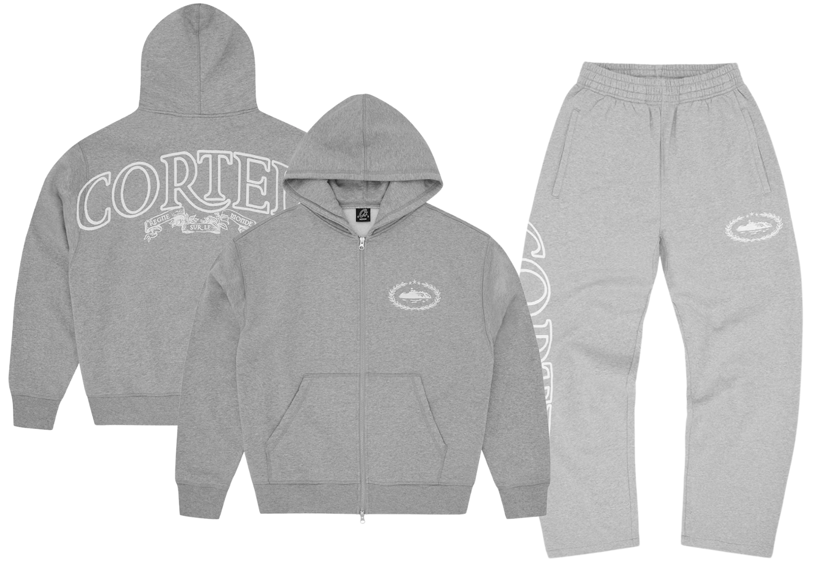 Corteiz Superior Royal Heather Grey Zip Hoodie and Pants Full Set product image
