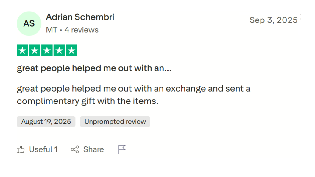 Trustpilot Review 1- Adrian Schembri - Step Up Sneakers