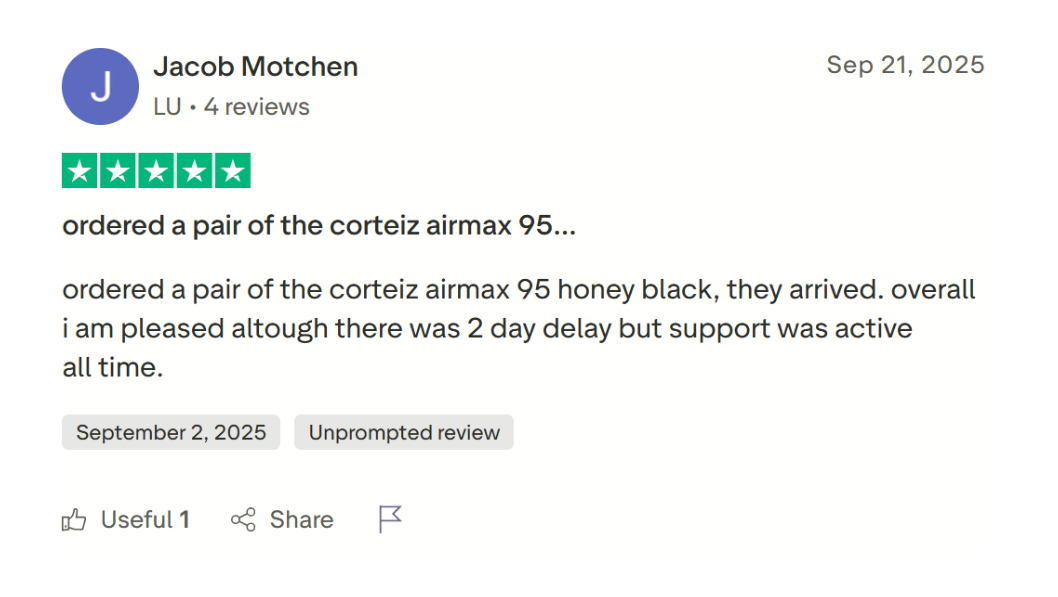 Trustpilot Review 1- Jacob Motchen - Step Up Sneakers