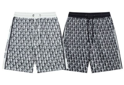 Dior White & Black Print Shorts Vintage