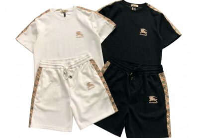 Burberry T-Shirt and Shorts Set Black White