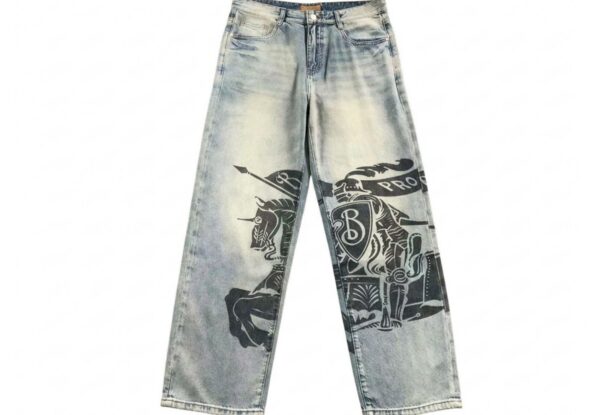 Burberry Vintage Knight Print Jean Pants